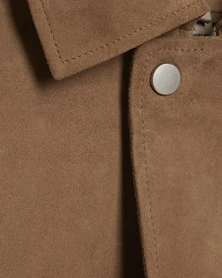 Beige Suede Oversized Bomber Jacket