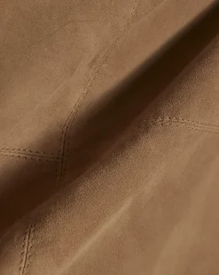 Beige Suede Seam Detail Mini Skirt