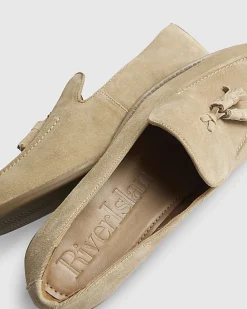 Beige Suede Tassel Loafers