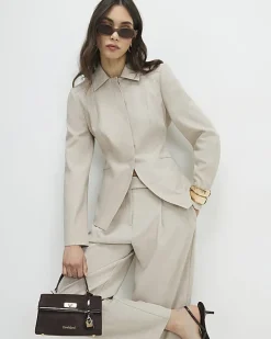 Beige Tailored Shacket