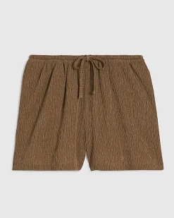 Beige Textured Shorts