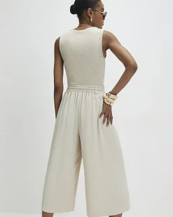 Beige Tie Detail Culottes