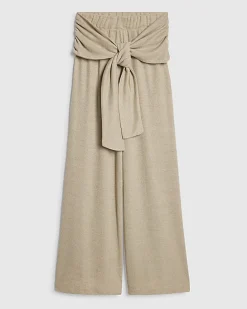 Beige Tie Waist Trousers