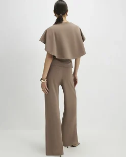 Beige Wide Leg Trousers