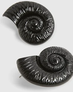 Black Ammonite Shell Earrings