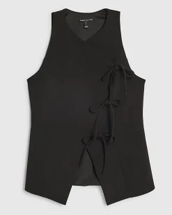 Black Asymmetric Bow Tie Front Waistcoat