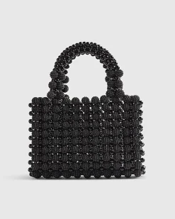 Black Beaded Clutch Bag