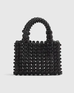 Black Beaded Clutch Bag
