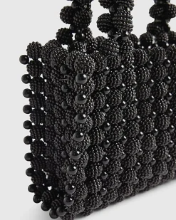 Black Beaded Clutch Bag