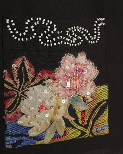 Black Beaded Floral Shirt