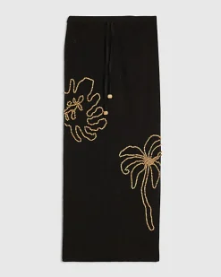 Black Beaded Knit Maxi Skirt