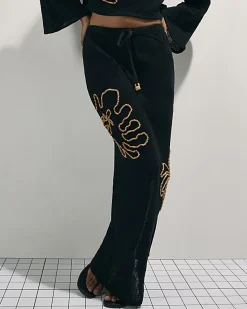 Black Beaded Knit Maxi Skirt