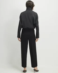 Black Belted Cropped Wide Leg Trousers