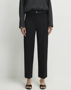 Black Belted Cropped Wide Leg Trousers