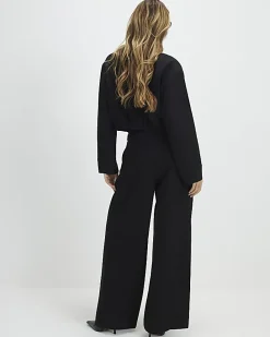 Black Belted Wide Leg Trousers