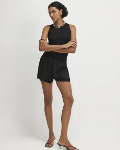 Black Built In Bra Vest Top
