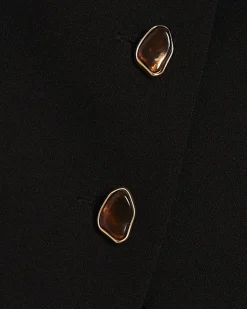 Black Collarless Asymmetric Waistcoat
