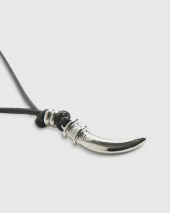 Black Corduroy Tusk Necklace