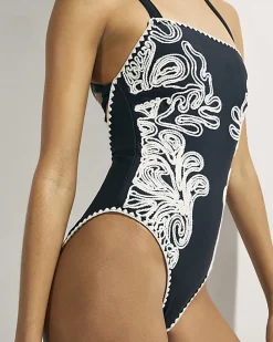Black Cornelli Print Swimsuit