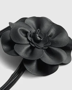 Black Corsage Flower Belt