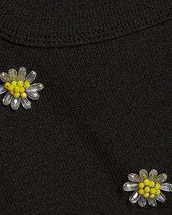 Black Daisy Embellished Tank Top