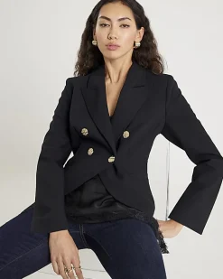 Black Double Breasted Military Blazer