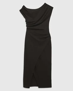 Black Drape Midi Dress