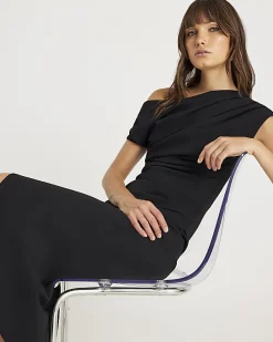 Black Drape Midi Dress