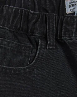 Black Elasticated A Line Denim Shorts