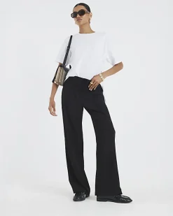 Black Elasticated Wide Leg Smart Joggers