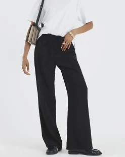 Black Elasticated Wide Leg Smart Joggers