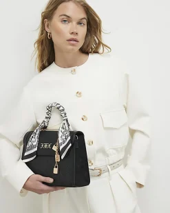 Black Embossed Charm Tote Bag