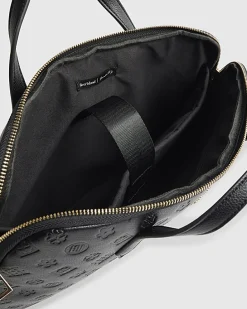 Black Embossed Monogram Print Laptop Case