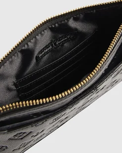 Black Embossed Monogram Travel Wallet