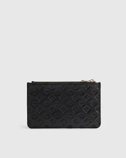 Black Embossed Monogram Travel Wallet
