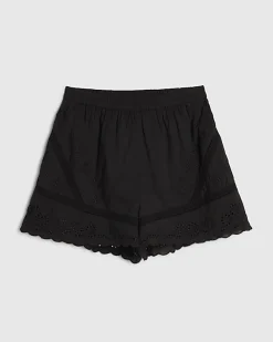 Black Embroidered Shorts