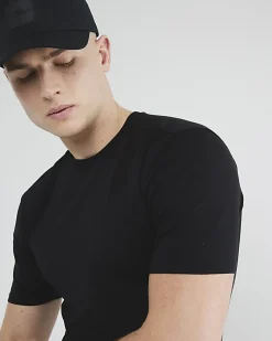 Black Essential Muscle Fit Stretch T-Shirt