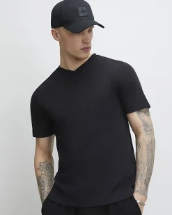 Black Essential Slim Fit V Neck T-Shirt