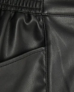 Black Faux Leather Elasticated Shorts