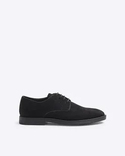 Black Faux Suede Derby Shoes