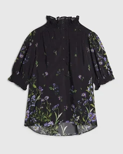 Black Floral Blouse