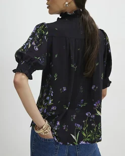 Black Floral Blouse