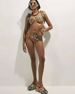 Black Floral Structured Bikini Top