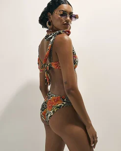 Black Floral Structured Bikini Top