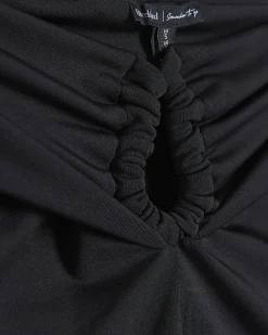 Black Fold Over Long Sleeve Bardot Top