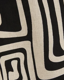 Black Geometric Print Linen Tank Top