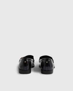 Black Gold Buckle Loafers
