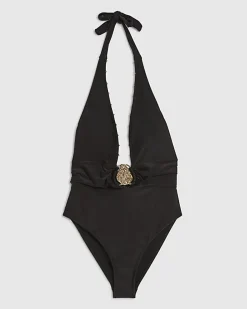 Black Hardware Plunge Swimsuit