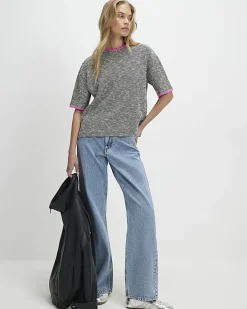 Black Herringbone Whipstitch T-Shirt