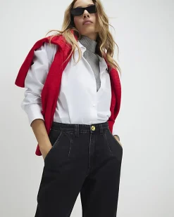 Black High Waisted Tapered Jeans